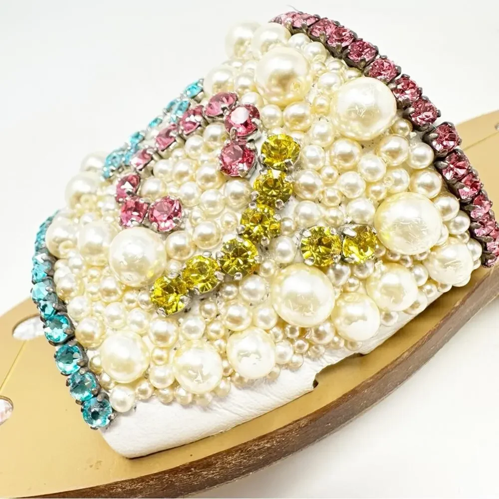 Gucci Pearl Crystal Slide Sandals Womens Size EU 37 - Picture 10 of 15